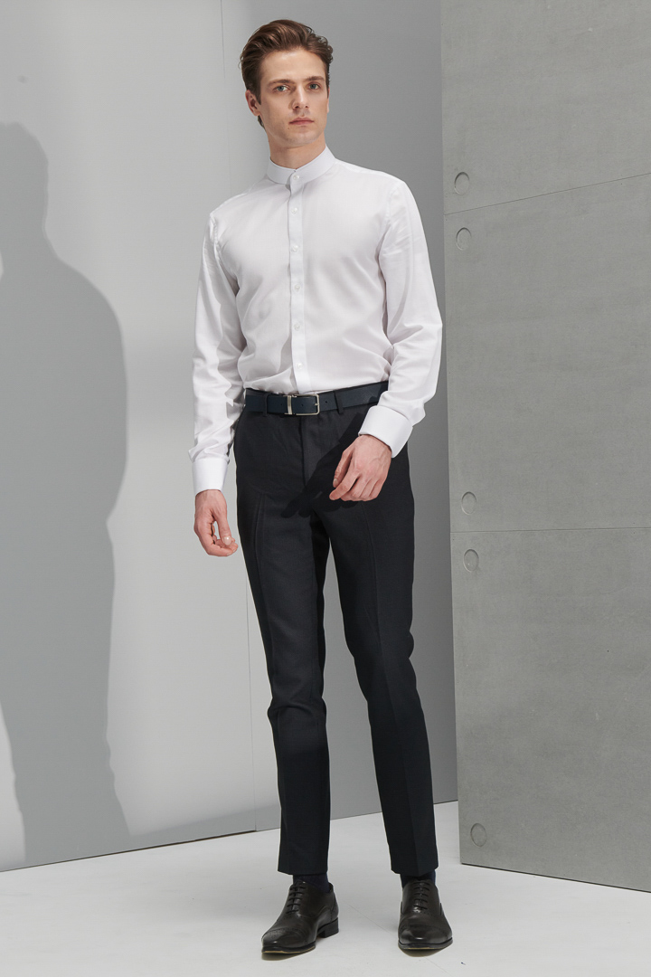 SST&C #Easycare  Stand Collar White Standard Shirt | 0312205005  (Outlet)_2