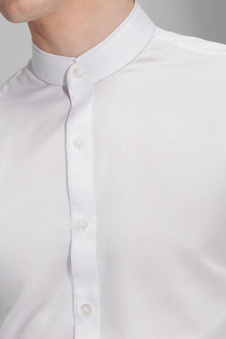 SST&C #Easycare  Stand Collar White Standard Shirt | 0312205005  (Outlet)_5