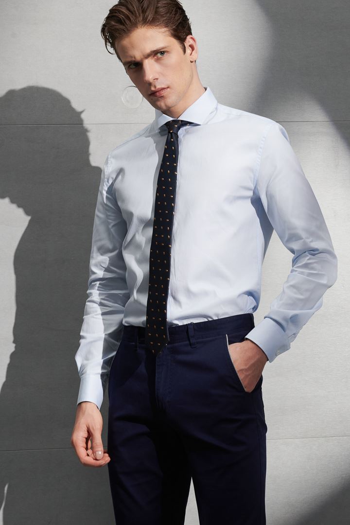 SST&C #Comfortable Cotton  Light Blue Slim Fit Shirt | 0312205008  (Outlet)_2