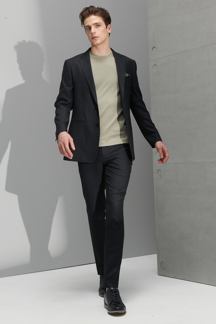 SST&C Navy Textured Slim Fit Suit Jacket | 0112205002  (Outlet)_1