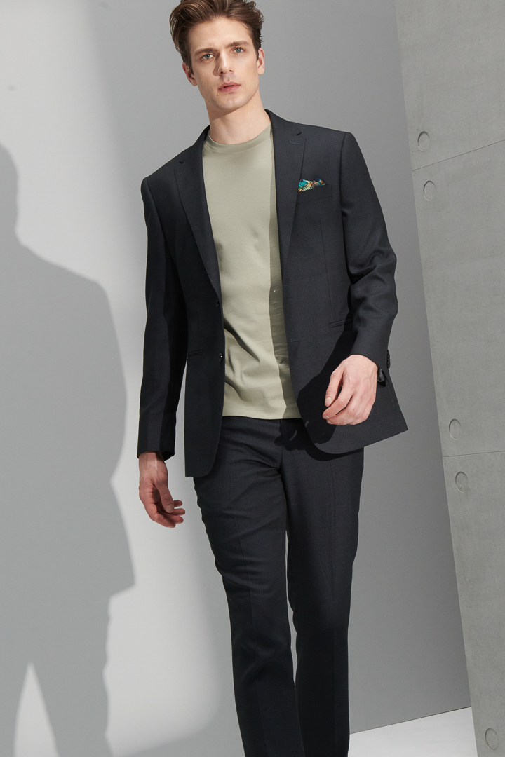 SST&C Navy Textured Slim Fit Suit Jacket | 0112205002  (Outlet)_2