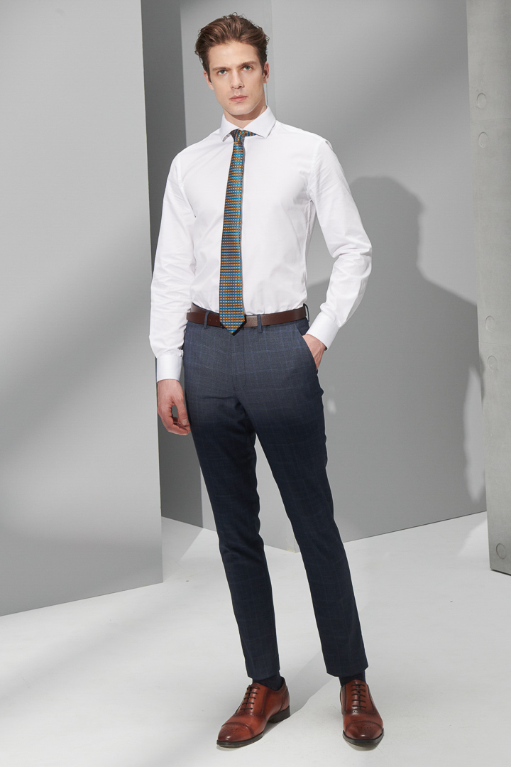 SST&C Dark Gray Check Pattern Slim Fit Suit Trousers | 0212205001  (Outlet)_3