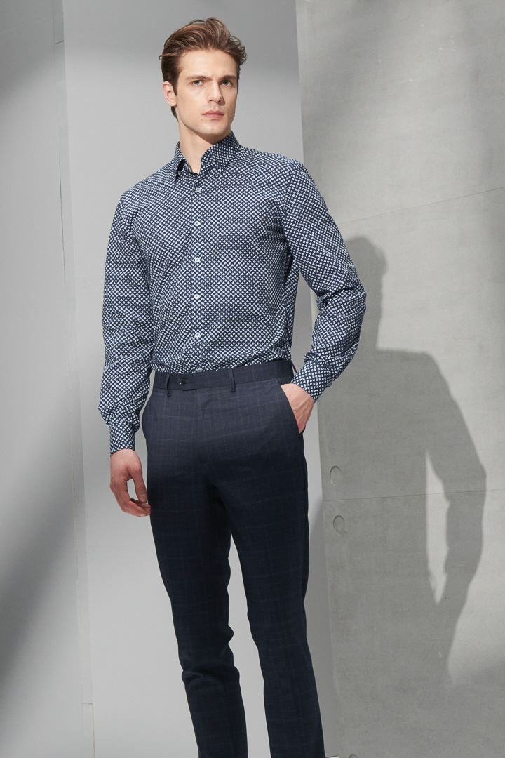 SST&C Dark Gray Check Pattern Slim Fit Suit Trousers | 0212205001  (Outlet)_5
