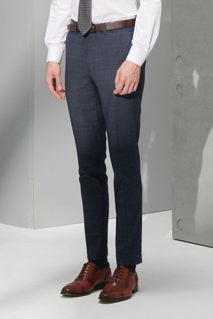 SST&C Dark Gray Check Pattern Slim Fit Suit Trousers | 0212205001  (Outlet)_9