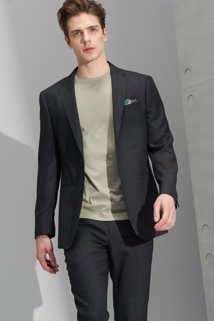 SST&C Navy Textured Slim Fit Suit Trousers | 0212205002  (Outlet)_1