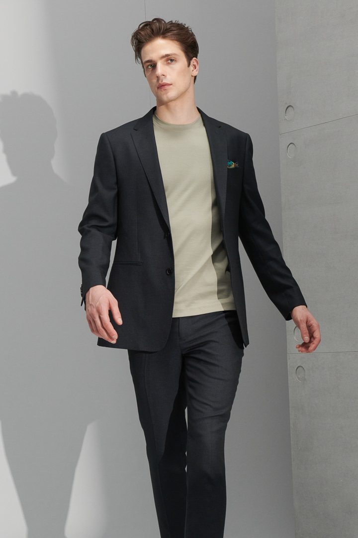 SST&C Navy Textured Slim Fit Suit Trousers | 0212205002  (Outlet)_4