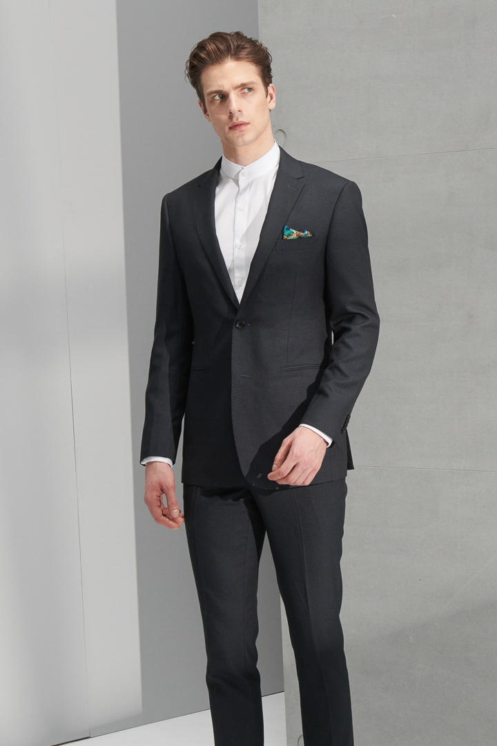SST&C Navy Textured Slim Fit Suit Trousers | 0212205002  (Outlet)_6