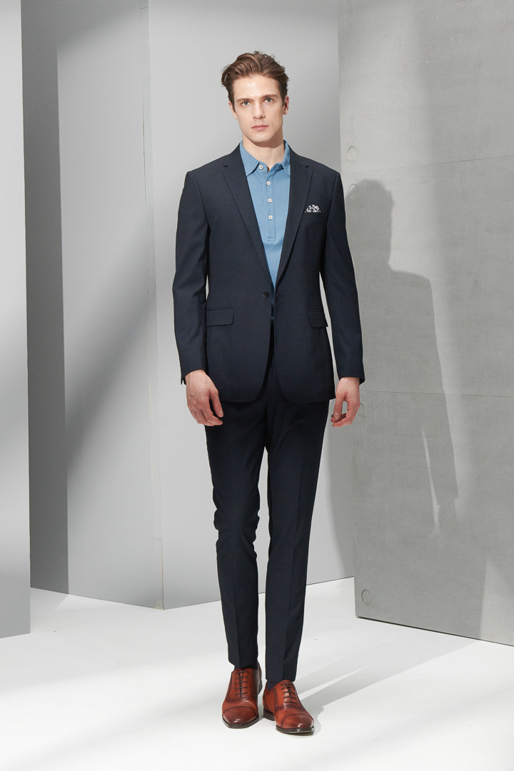 SST&C Navy Textured Slim Fit Suit Trousers | 0212205004  (Outlet)_2