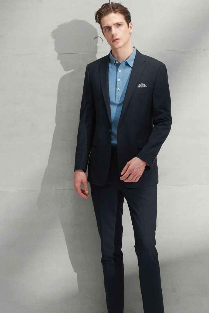 SST&C Navy Textured Slim Fit Suit Trousers | 0212205004  (Outlet)_3