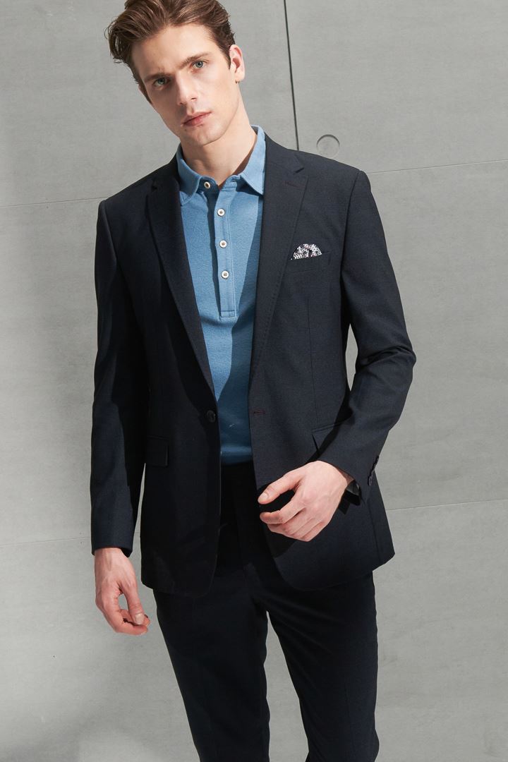SST&C Navy Textured Slim Fit Suit Trousers | 0212205004  (Outlet)_4
