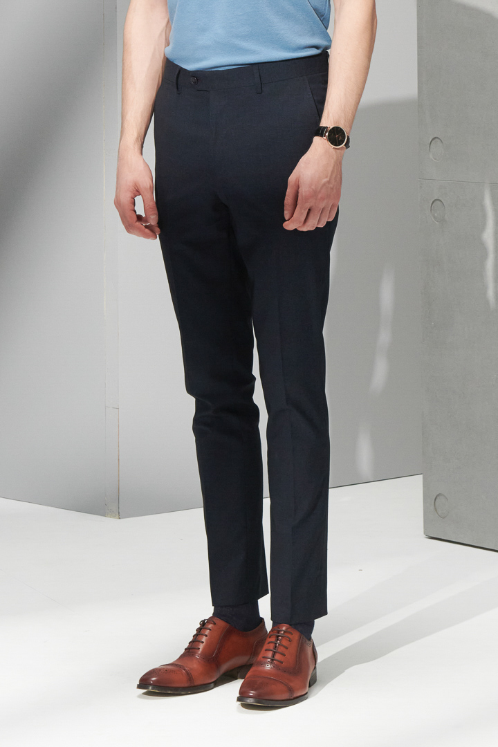SST&C Navy Textured Slim Fit Suit Trousers | 0212205004  (Outlet)_7