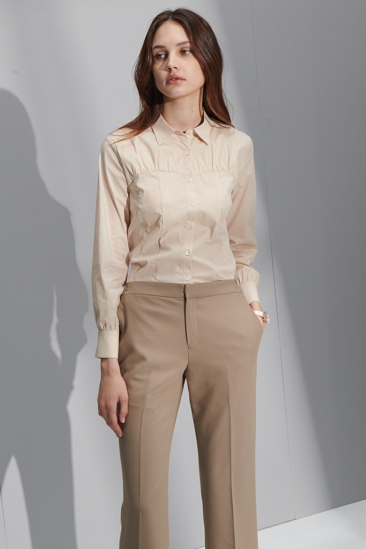 SST&C女裝 奶油杏抽皺襯衫 | 7562205002 (outlet)_0
