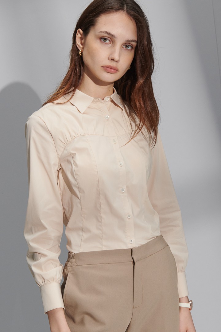 SST&C Women'S Cream Apricot Wrinkled Shirt | 7562205002  (Outlet)_2