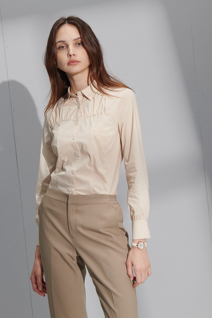 SST&C Women'S Cream Apricot Wrinkled Shirt | 7562205002  (Outlet)_3