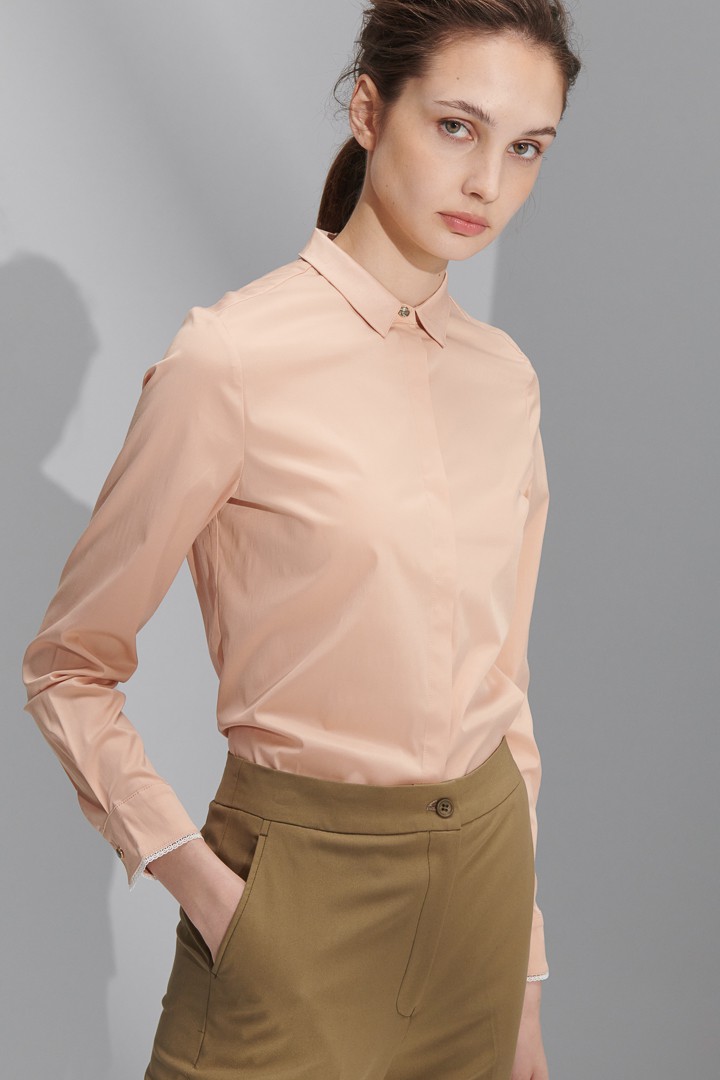 SST&C Women'S Coral Orange Micro-Gloss Shirt | 7562205004  (Outlet)_0