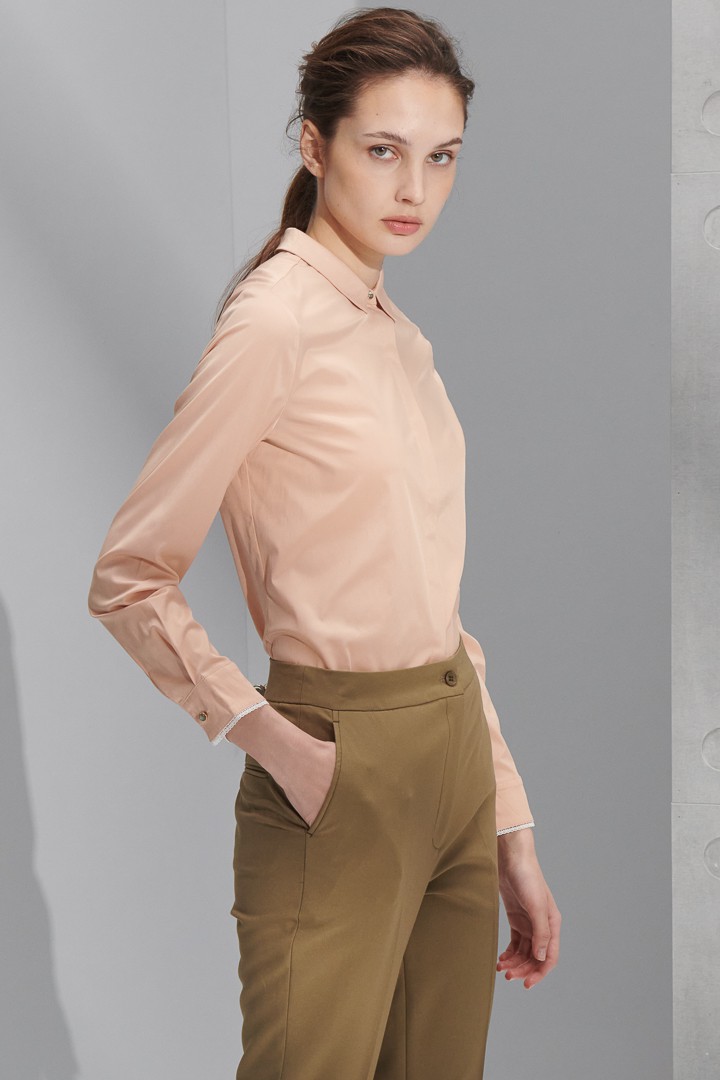 SST&C Women'S Coral Orange Micro-Gloss Shirt | 7562205004  (Outlet)_1