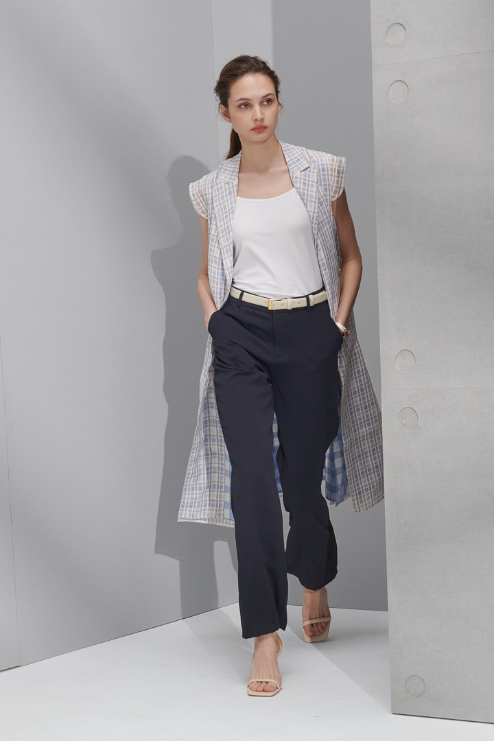 SST&C #Online Exclusive  Women'S Light Khaki Check Pattern Suit Collar Cardigan Long Dress | 8562205001  (Outlet)_5