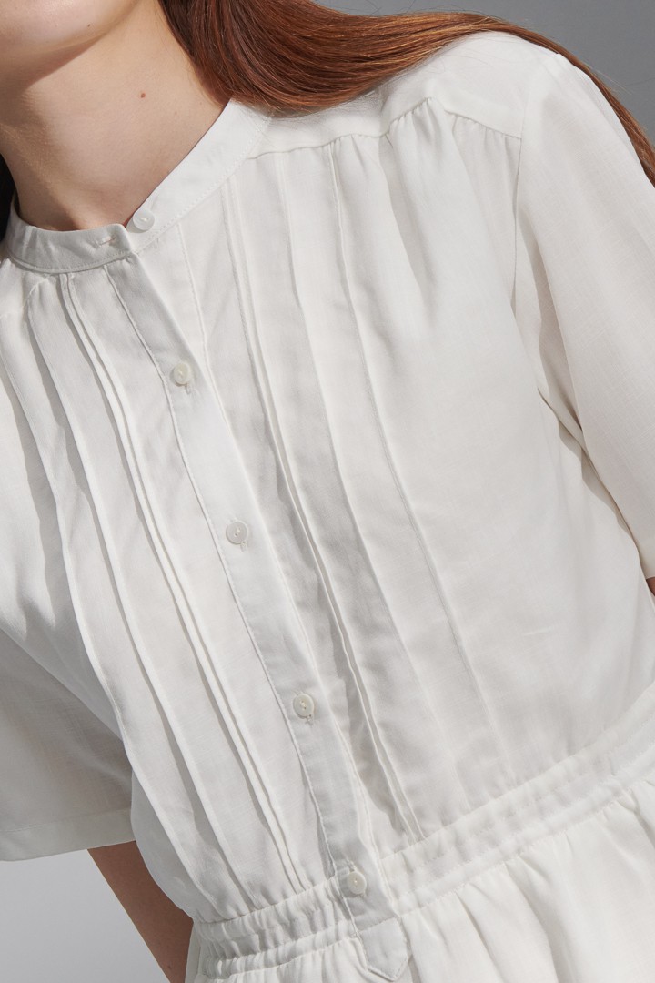 SST&C #Online Exclusive  Women'S White Drawstring Faux Linen Short Sleeve Casual Dress | 8562205003  (Outlet)_5