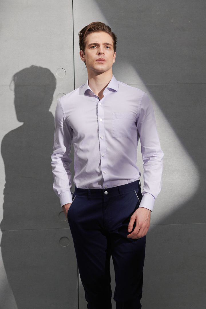 SST&C #Comfortable Cotton  Purple Pinstripe Pattern Shirt | 0312204020  (Outlet)_0