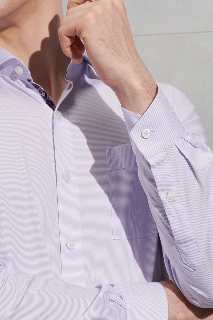 SST&C #Comfortable Cotton  Purple Pinstripe Pattern Shirt | 0312204020  (Outlet)_6