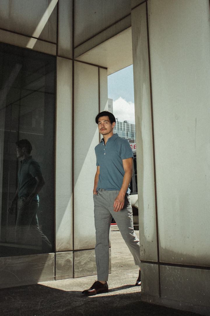 SST&C Azure Blue Cotton and Linen Polo Shirt | 1012204008  (Outlet)_1