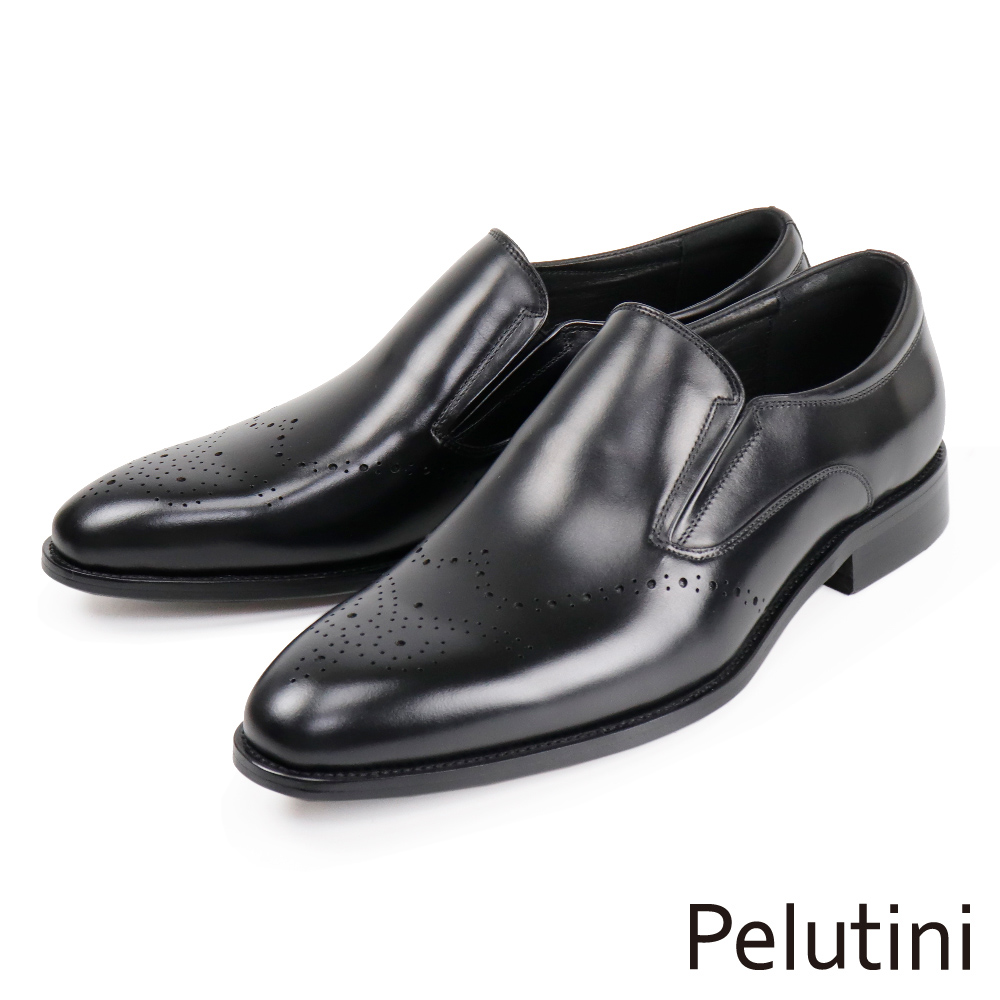 【Pelutini】時尚質感雕花樂福鞋 黑色(8745-BL)