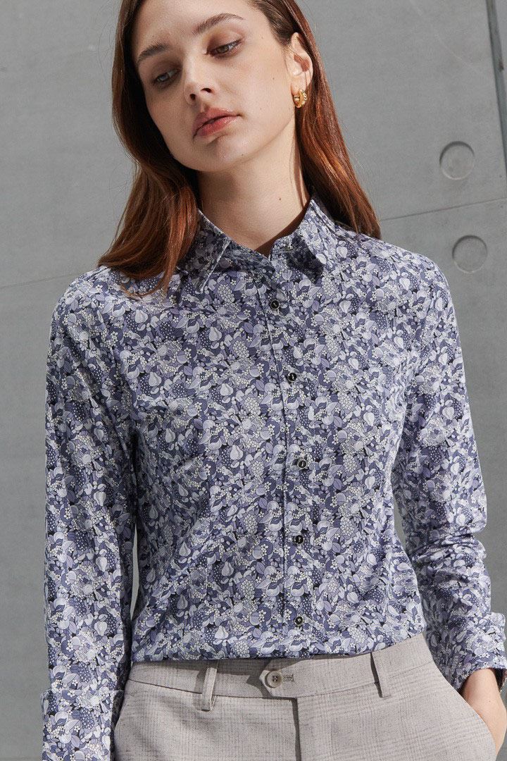 SST&C Women'S Smoky Purple and Gray Bird Print Shirt | 7562204003  (Outlet)_0