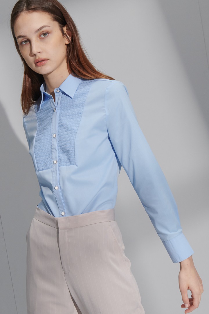 SST&C Women'S Sky Blue Dress Patchwork Shirt | 7562204010  (Outlet)_0