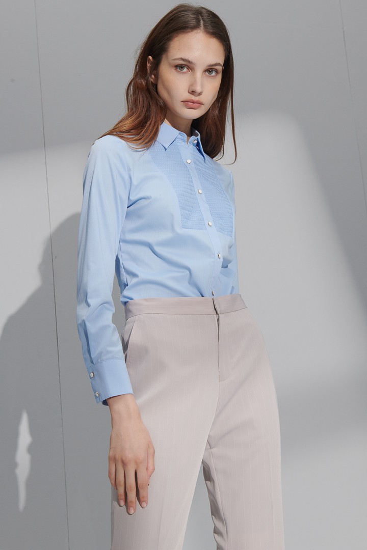 SST&C Women'S Sky Blue Dress Patchwork Shirt | 7562204010  (Outlet)_3