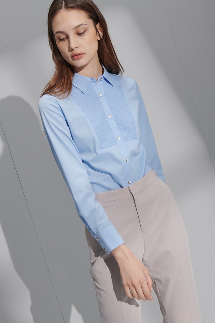 SST&C Women'S Sky Blue Dress Patchwork Shirt | 7562204010  (Outlet)_4