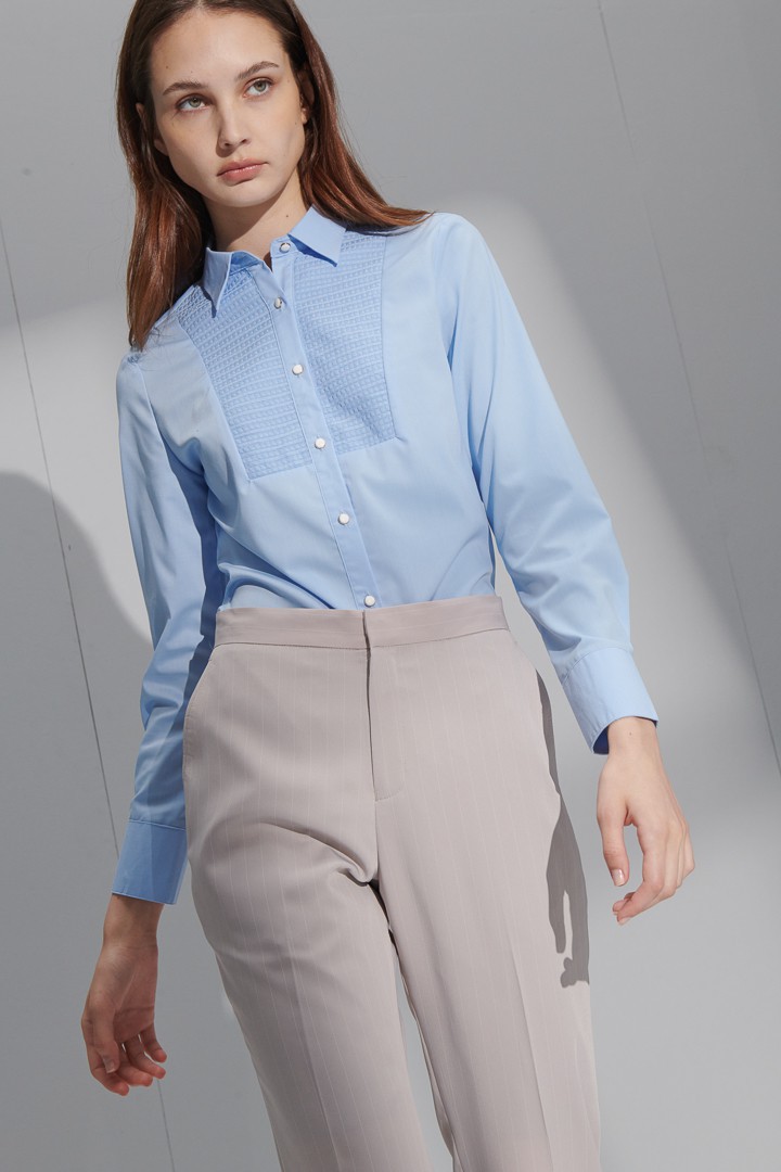 SST&C Women'S Sky Blue Dress Patchwork Shirt | 7562204010  (Outlet)_5