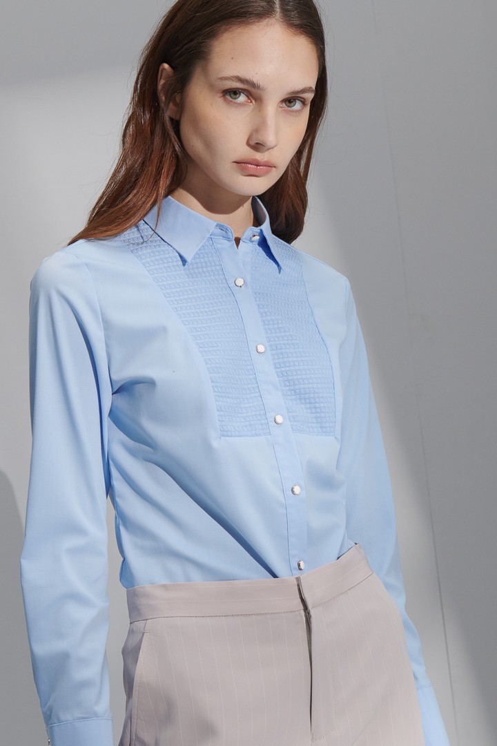 SST&C Women'S Sky Blue Dress Patchwork Shirt | 7562204010  (Outlet)_6