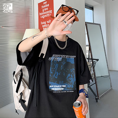 wo fake you搖滾落肩短TEE 純棉版型厚挺_0