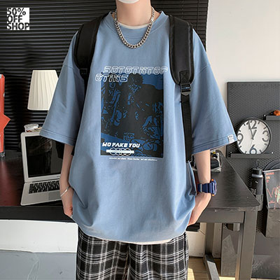 wo fake you搖滾落肩短TEE 純棉版型厚挺_1