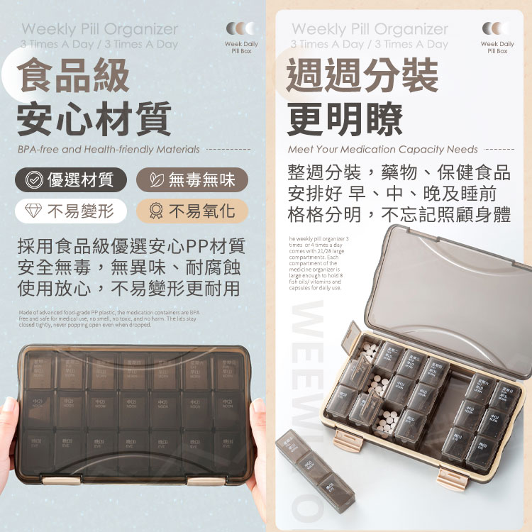 一週分裝藥盒 可拆設計 隨身藥盒 藥丸收納盒 分隔藥盒 分藥盒 藥品盒 膠囊盒 小藥盒【BE0306】《約翰家庭百貨_5