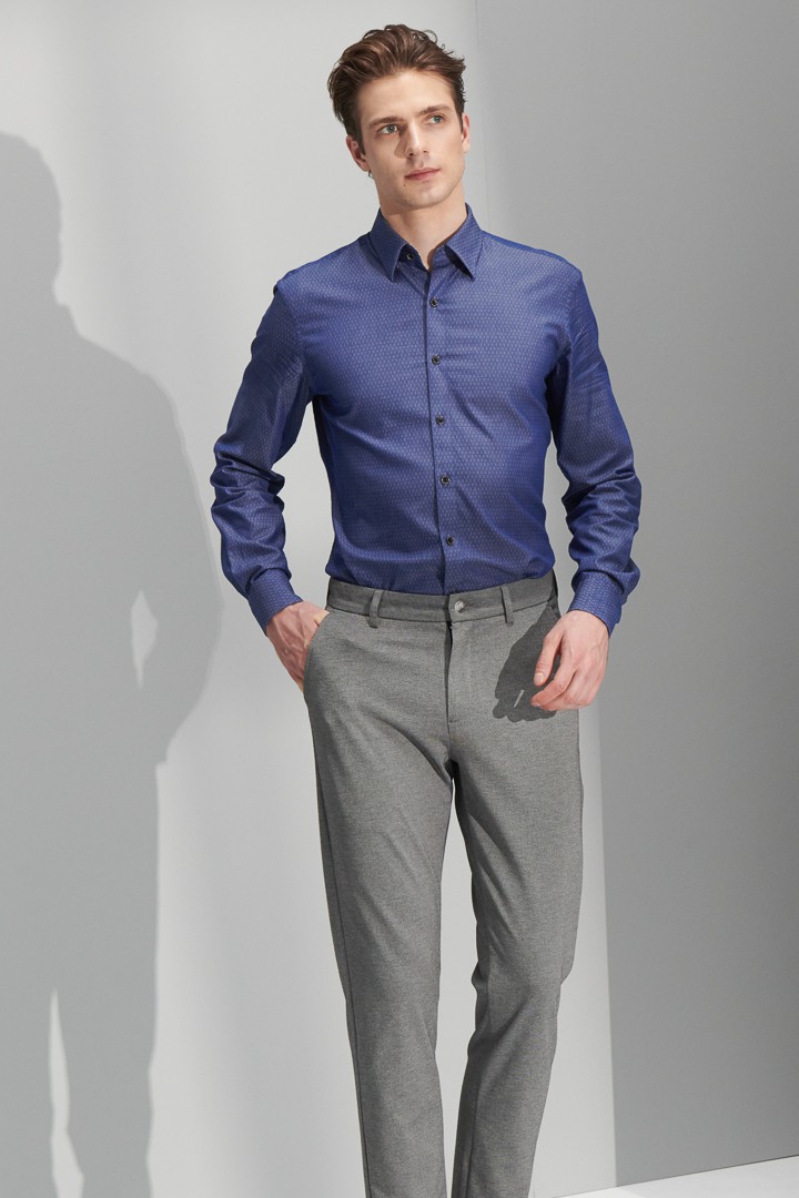 SST&C #Comfortable Cotton  White Dot Mixed Denim Standard Shirt | 0312206002  (Outlet)_4