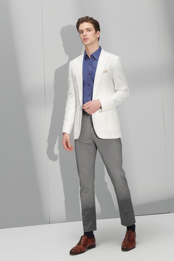 SST&C #Comfortable Cotton  White Dot Mixed Denim Standard Shirt | 0312206002  (Outlet)_5