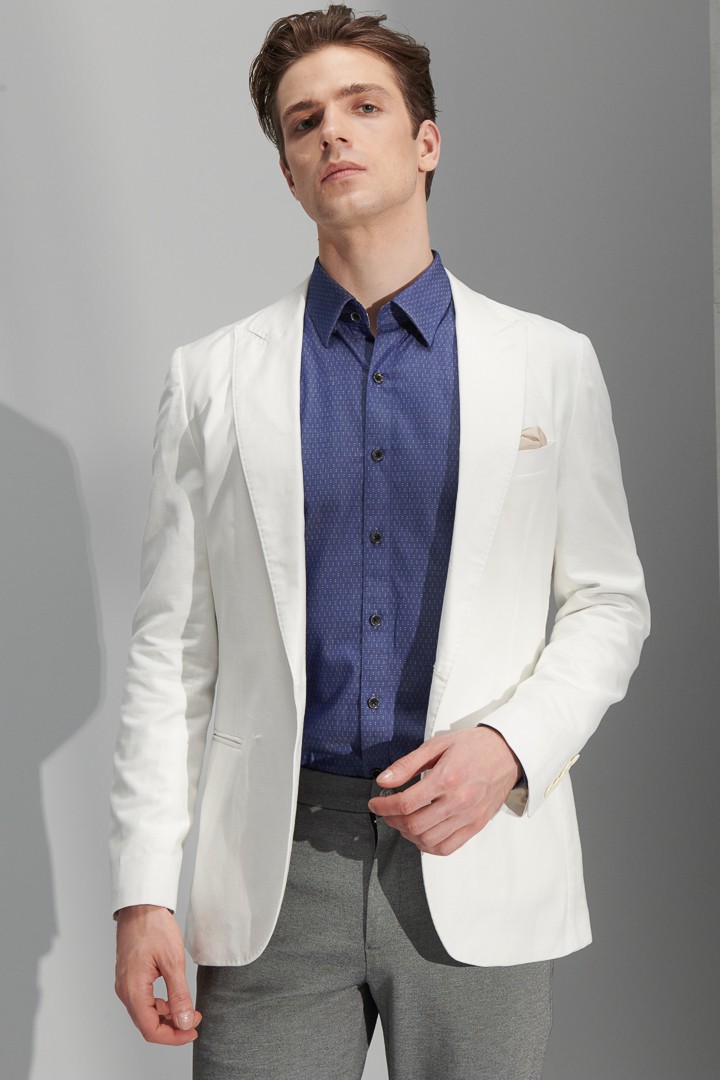 SST&C #Comfortable Cotton  White Dot Mixed Denim Standard Shirt | 0312206002  (Outlet)_6