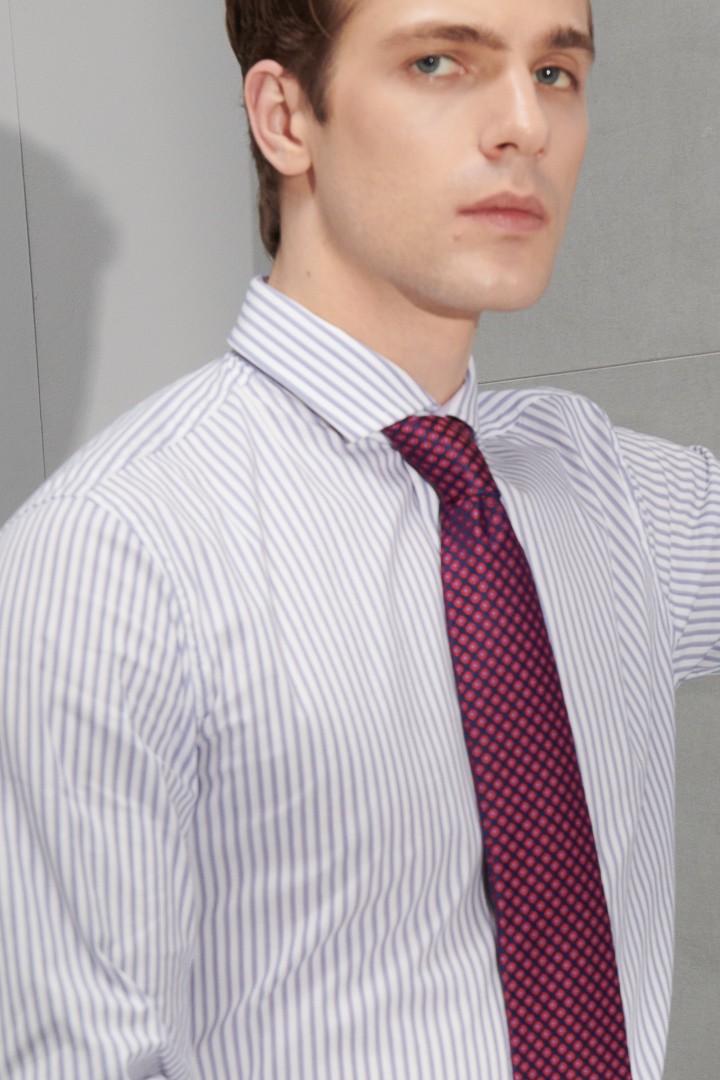 SST&C #Elastic Fit  Blue and White Striped Pattern Slim Fit Shirt | 0312206004  (Outlet)_5