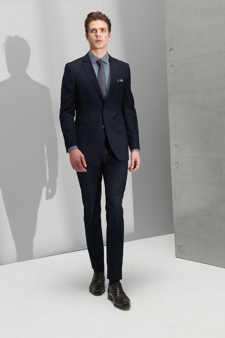 SST&C Navy Fine Check Pattern Slim Fit Suit Jacket | 0112206001  (Outlet)_3