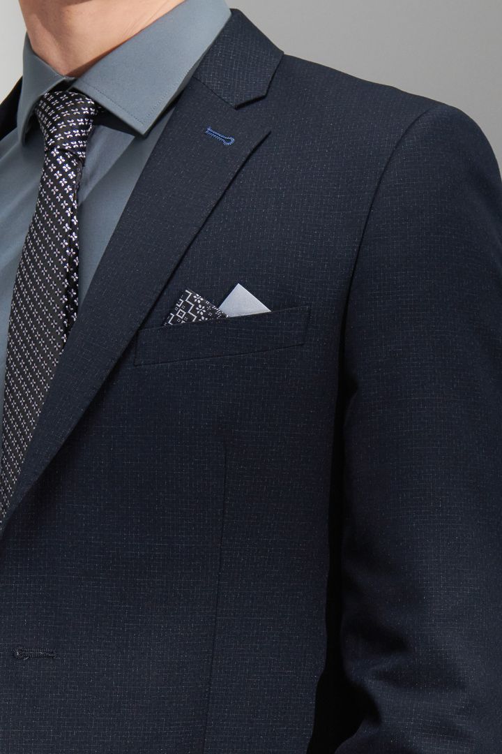 SST&C Navy Fine Check Pattern Slim Fit Suit Jacket | 0112206001  (Outlet)_6