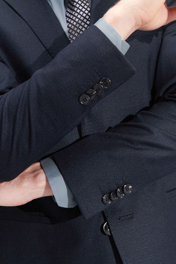 SST&C Navy Fine Check Pattern Slim Fit Suit Jacket | 0112206001  (Outlet)_7