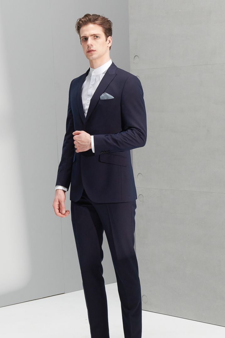 SST&C Navy Textured Slim Fit Suit Jacket | 0112206004  (Outlet)_1