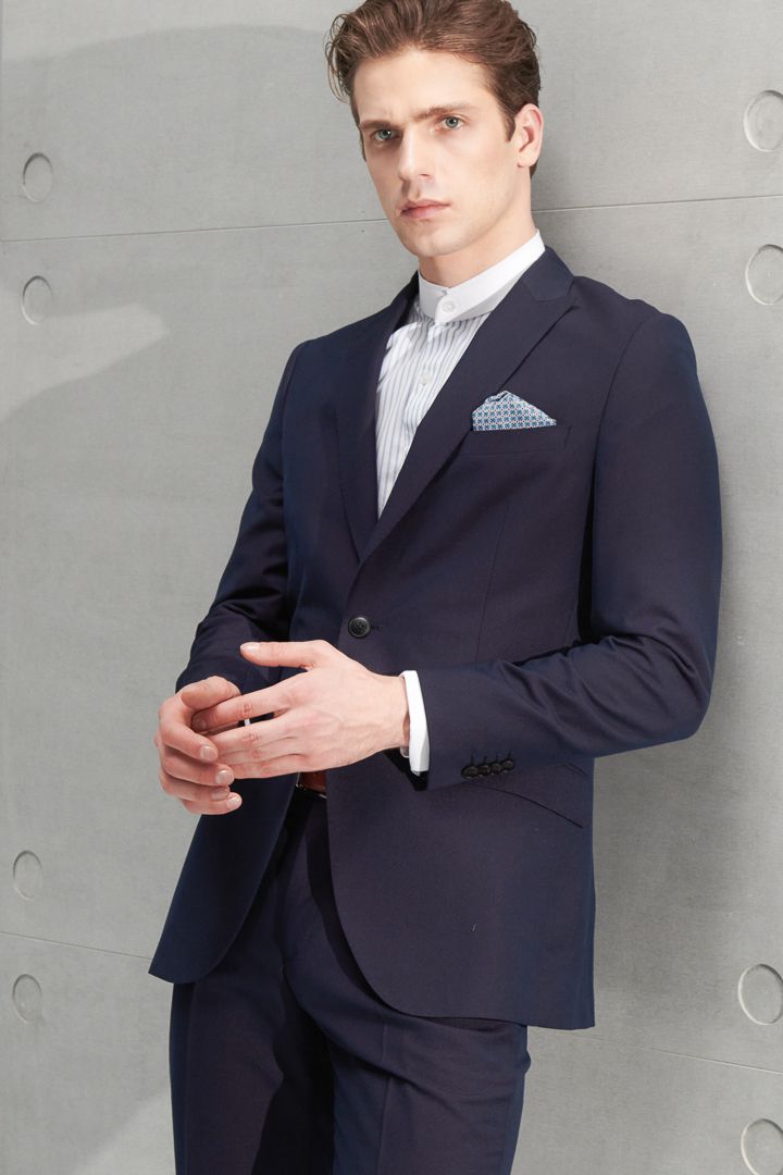 SST&C Navy Textured Slim Fit Suit Jacket | 0112206004  (Outlet)_5