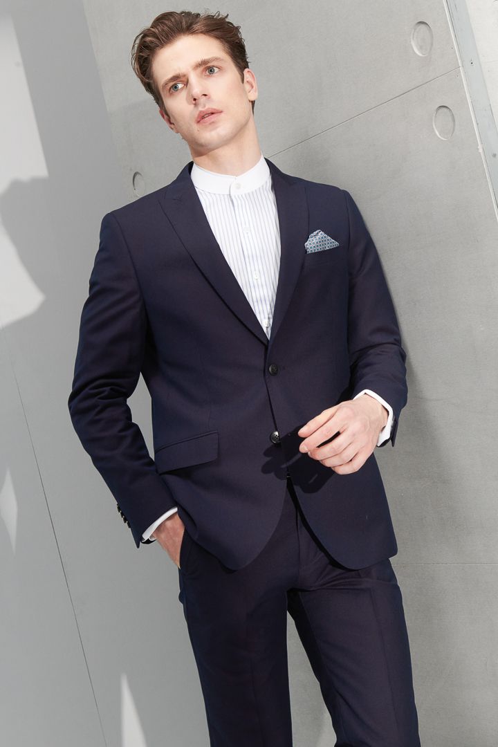 SST&C Navy Textured Slim Fit Suit Jacket | 0112206004  (Outlet)_6