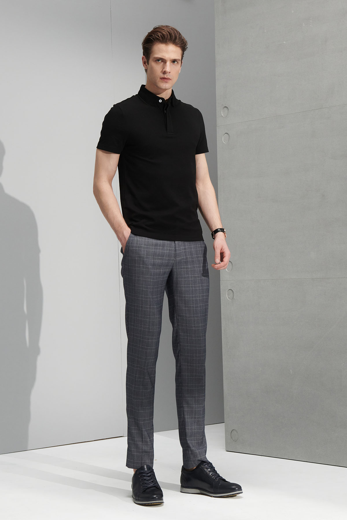 SST&C Light Gray Check Pattern Slim Fit Suit Trousers | 0212206003  (Outlet)_2
