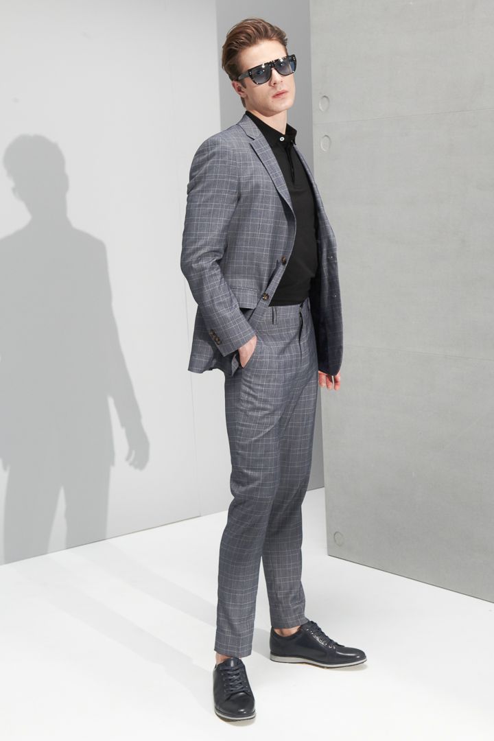 SST&C Light Gray Check Pattern Slim Fit Suit Trousers | 0212206003  (Outlet)_3