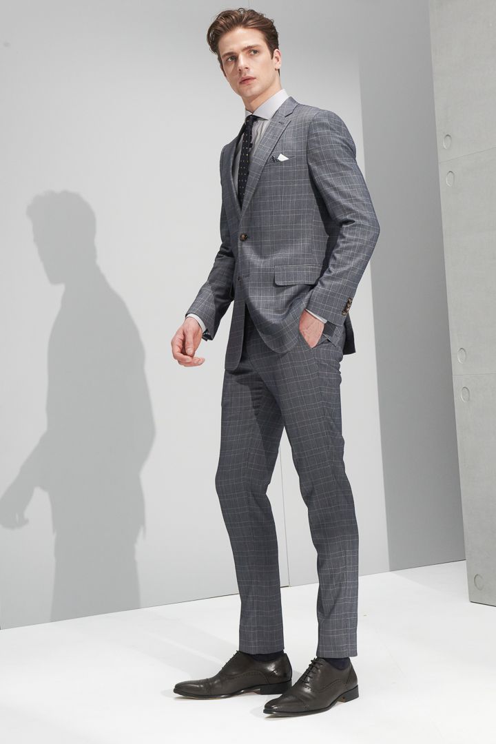 SST&C Light Gray Check Pattern Slim Fit Suit Trousers | 0212206003  (Outlet)_8
