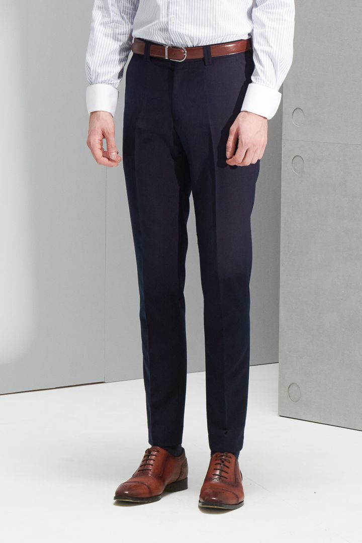 SST&C Navy Textured Slim Fit Suit Trousers | 0212206004  (Outlet)_0