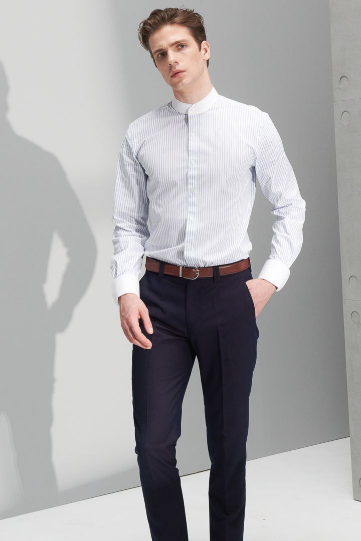 SST&C Navy Textured Slim Fit Suit Trousers | 0212206004  (Outlet)_2
